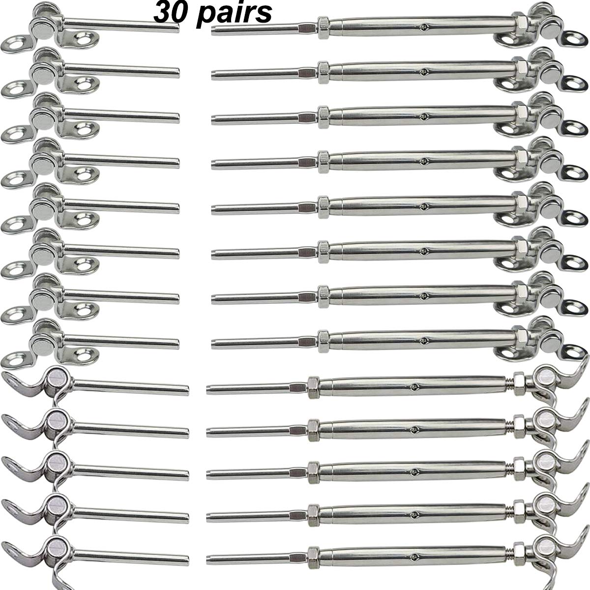 Lulultn Cable Railing Hardware, 30 Pairs Cable Railing Kit,Steel Cable Railing Kit,for 1/8 Cable Railing System, Adjustable Angle