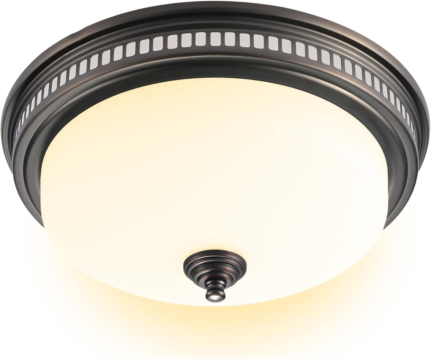 Akicon Ultra Quiet 110 CFM Round Exhaust Bathroom Fan with Warm Light and Nightlight Bronze (3x9W GU24 Base LED Bulbs and 1pcs E12 Nightlight