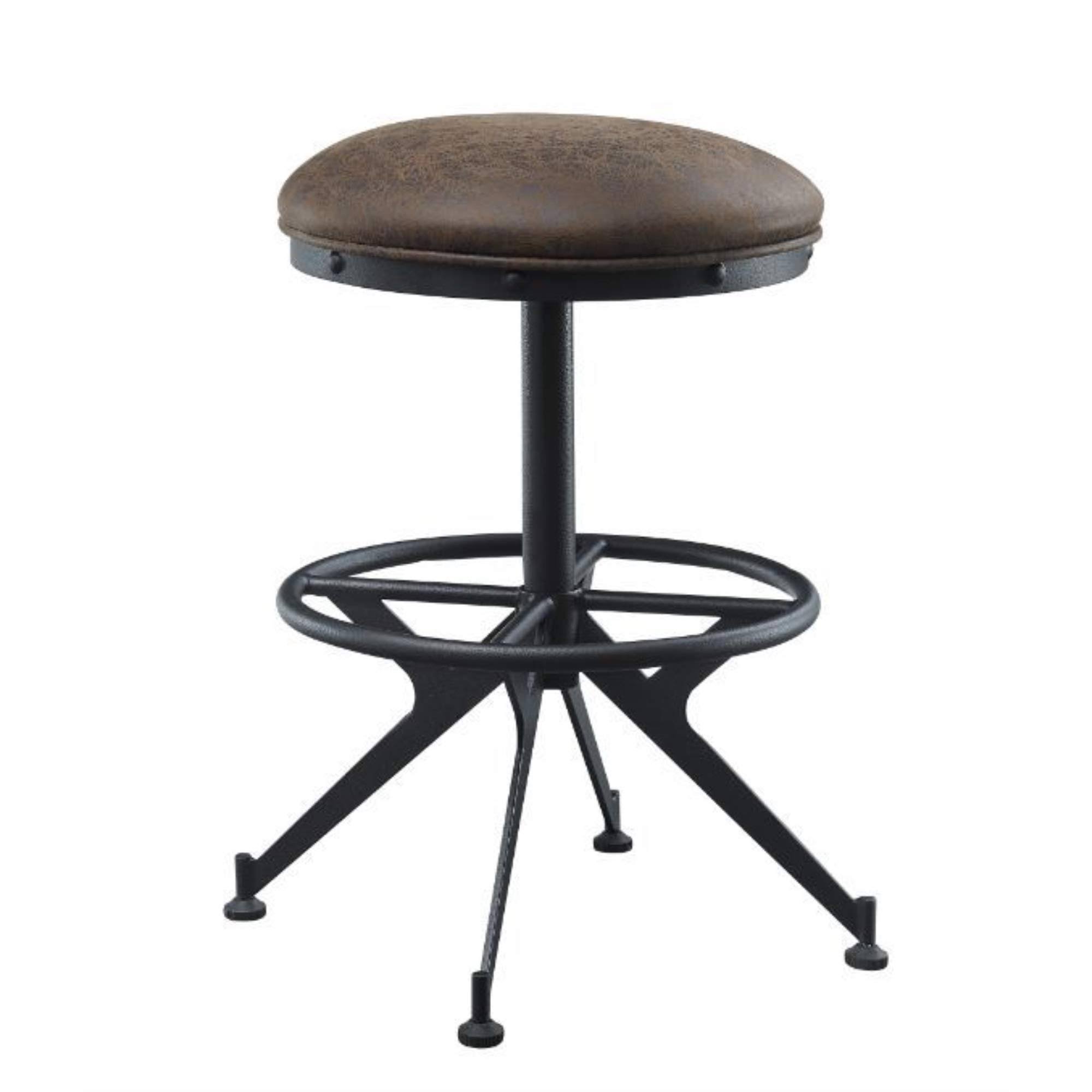 Acme Zangief Counter Height Stool in Salvaged Brown and Black Finish