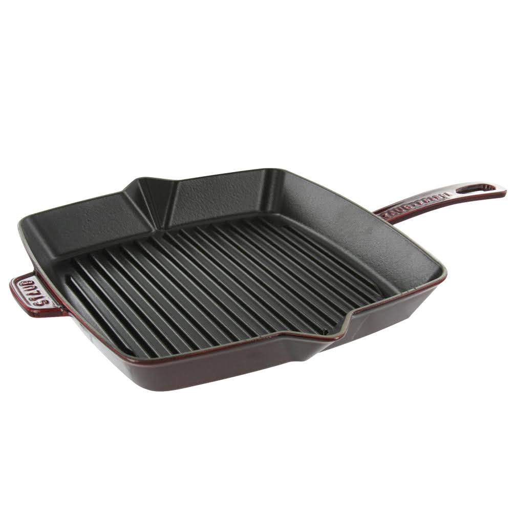 Staub Cast Iron Square Grill Pan, 10-in, Grenadine