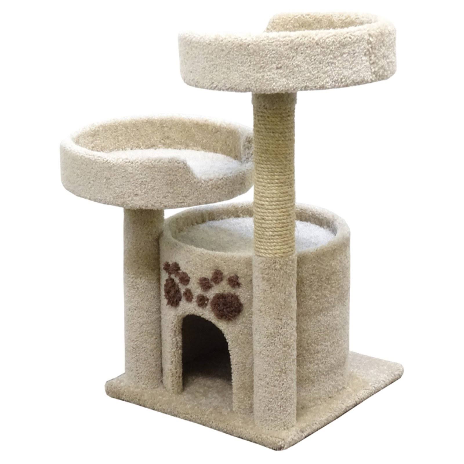 New Cat Condos Double Perch Solid Wood Cat Condo (Beige)