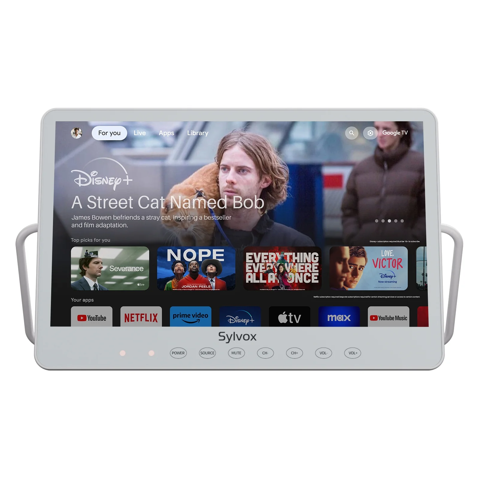 SYLVOX 15.6'' Portable TV, IP66 Waterproof, 1080P Small Smart Television with Premium Sound and Google Assistant Remote | 4.5-6H Battery