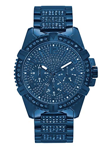GUESS Stainless Steel Gold-Tone Crystal Embellished Bracelet Watch with Day
