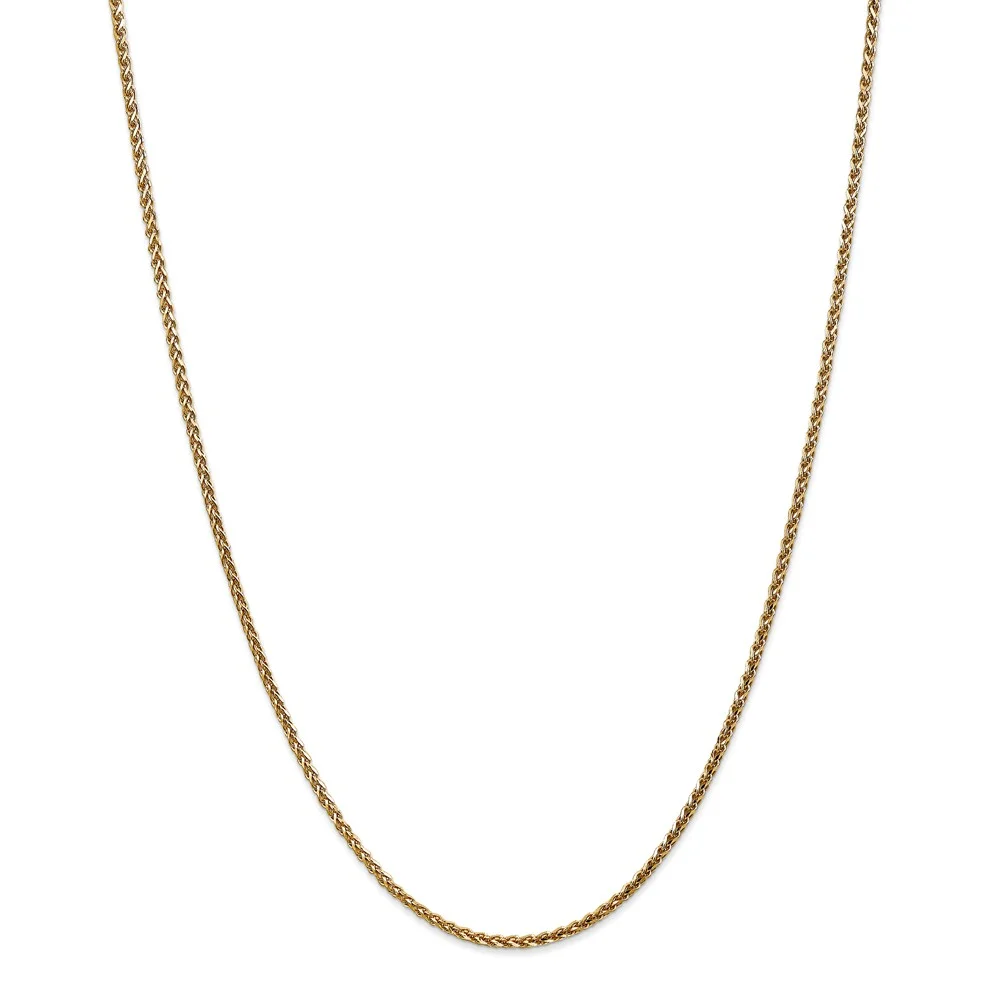 Real 14kt Yellow Gold 1.8mm Diamond Cut Spiga Chain; 16 inch; Lobster Clasp; for Adults and Teens; for Women and Men