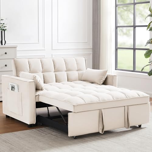 OUMAX Sleeper Sofa Bed,3 in 1 Convertible Futon Sofa Couch Pull out Bed,Love Seat Lounge Sofa with Reclining Backrest