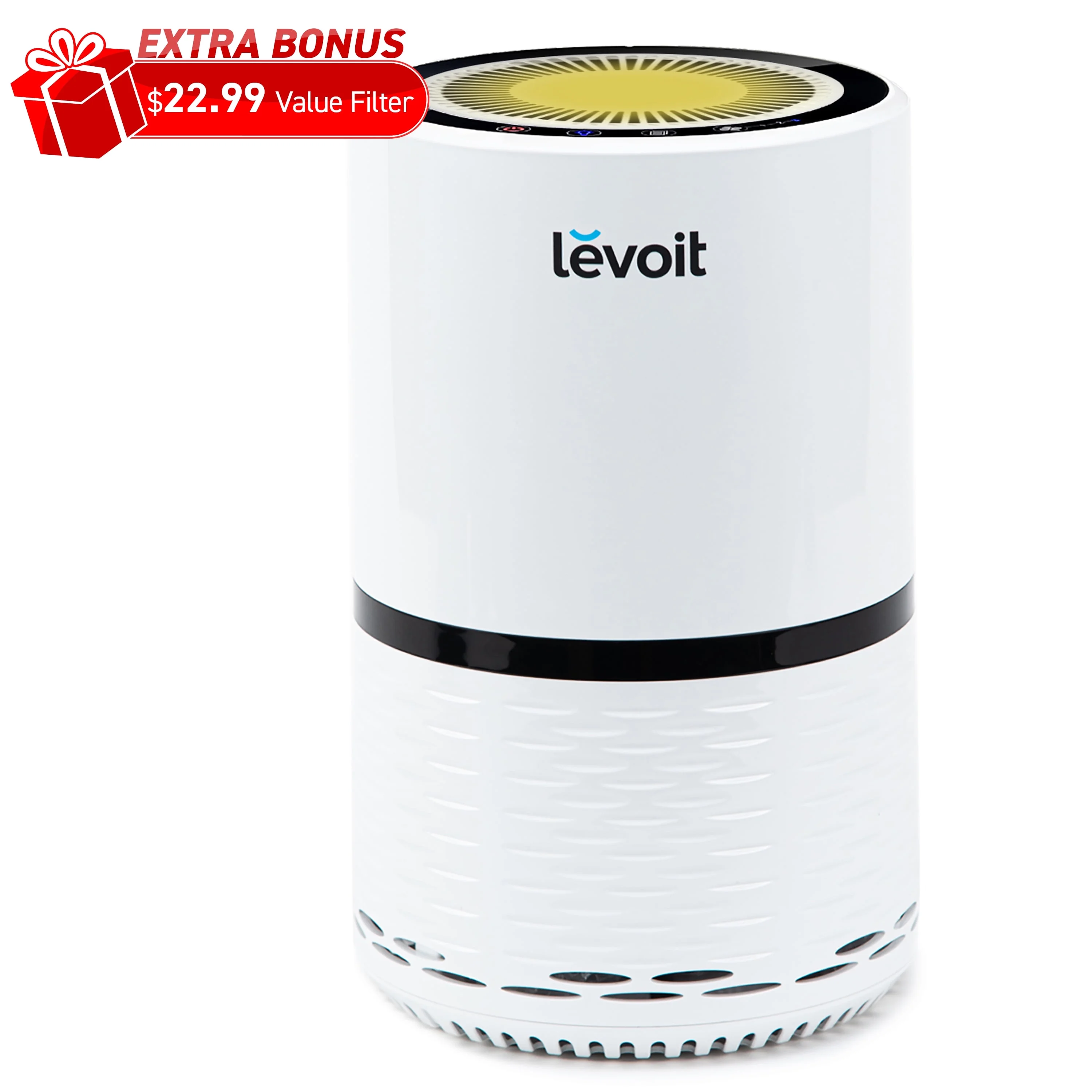 Levoit True HEPA Air Purifier LV-H132 for Allergies and Pets,Smoke, Mold, Bonus Filter, Optional Night Light, Black