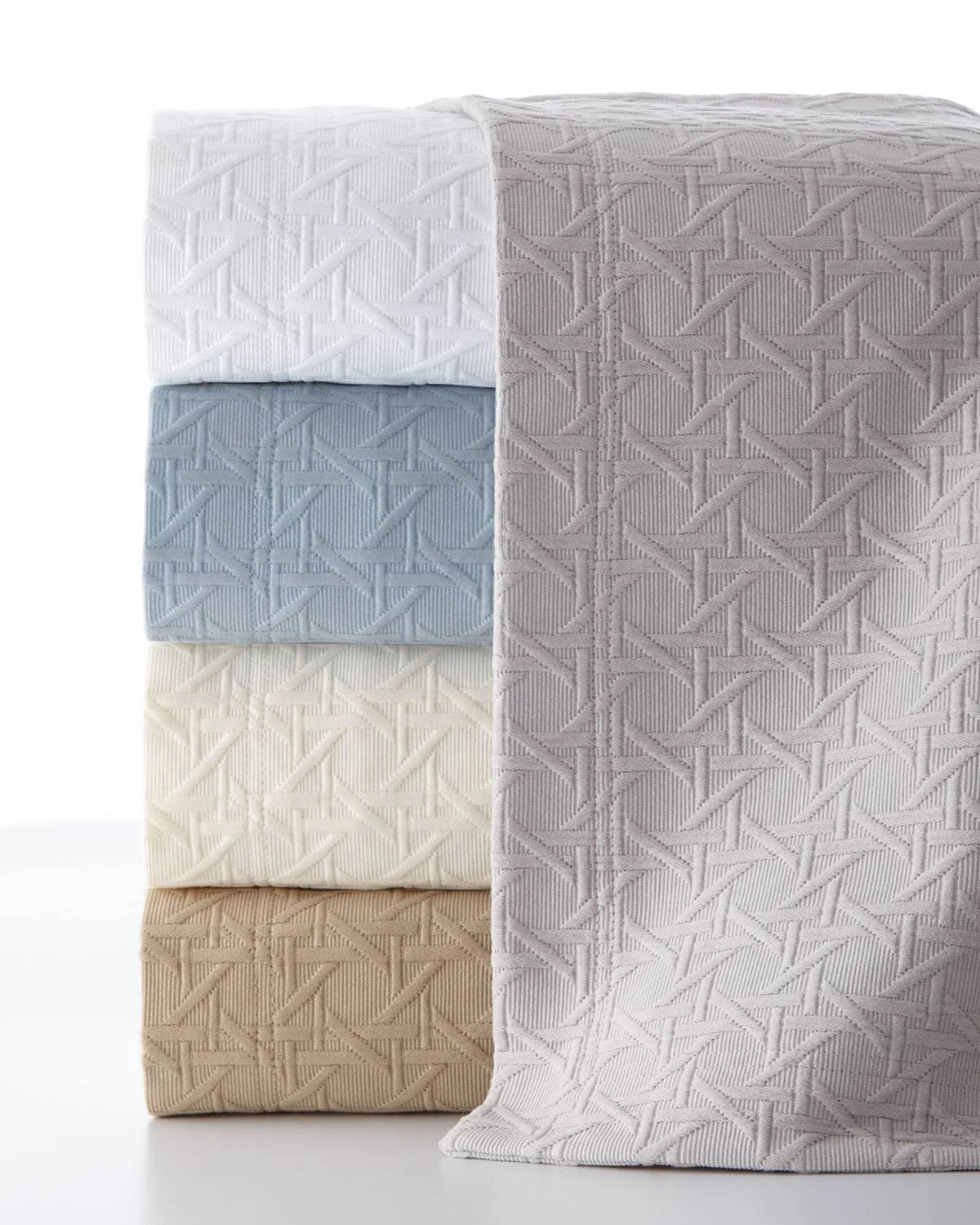 Sferra Twin Marcus Collection Cane Matelasse Coverlet, Blue, Twin