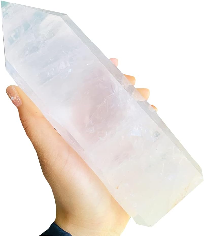 6.29inch Natural Clear Quartz Tower Lemurian Seed Crystal Wand Quartz Point Crystal Healing Pack of 2