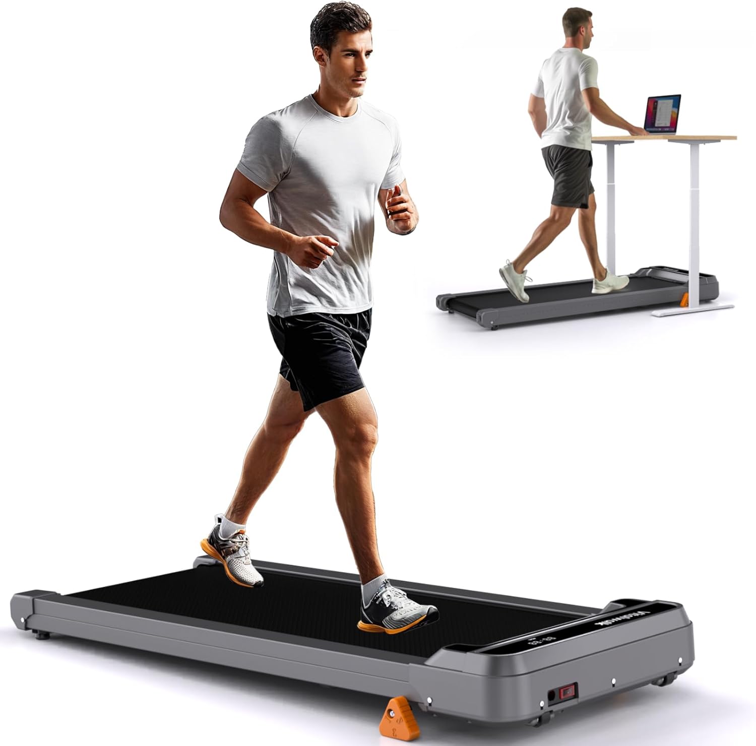 Walking Pad Treadmill Under Desk - Vitalwalk 2.5HP Portable Treadmill with Incline with Remote Control, LED Display for Home and Office PM002