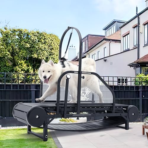Dog Treadmill for Large/Medium Dogs, Adjustable Ramp Canine Running Slatmill Machine with Pedometer for Exercise & Healthy & Fit Pet Life