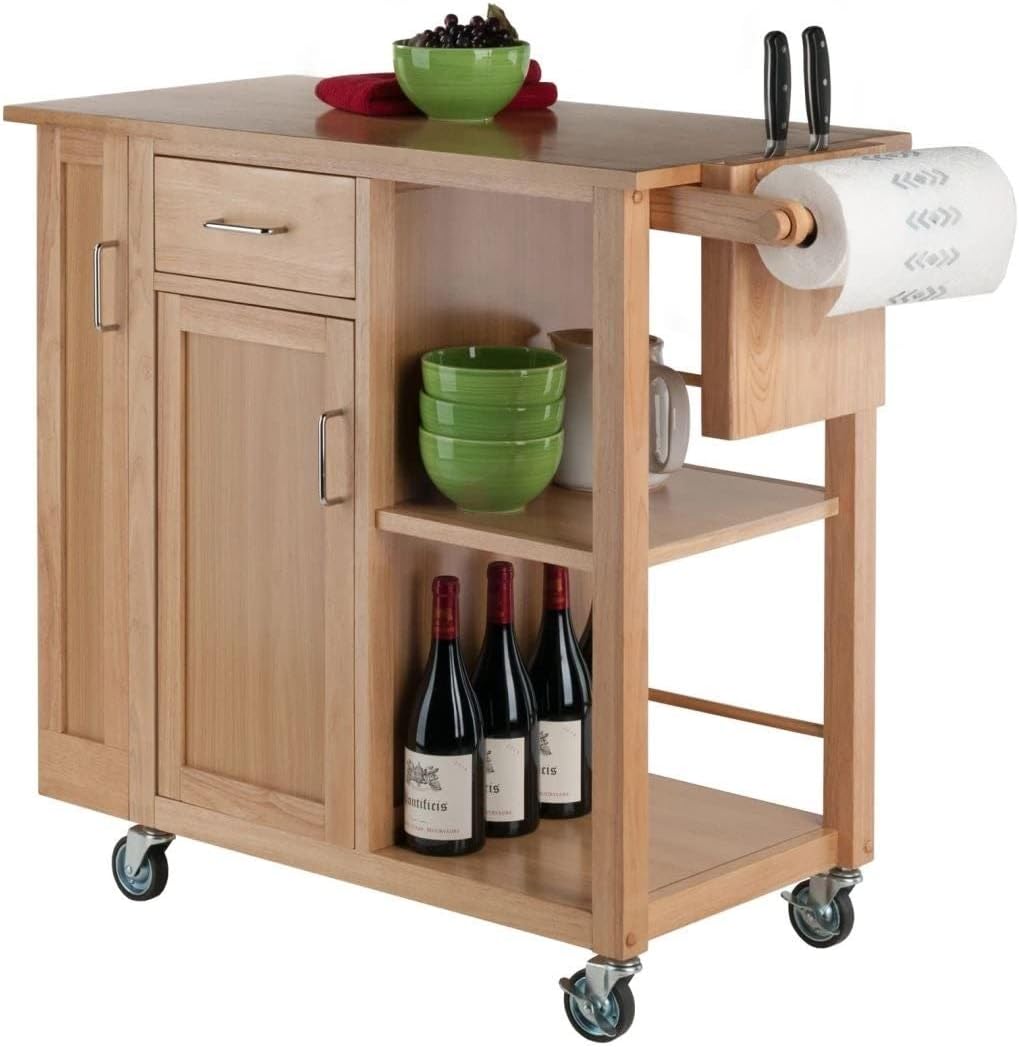 Kitchen Cart Natural Modern Contemporary Wood Casters