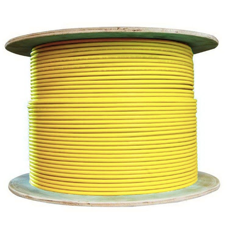 1000ft Yellow Cat6a Solid Ethernet Cable, 10 GB, Spool