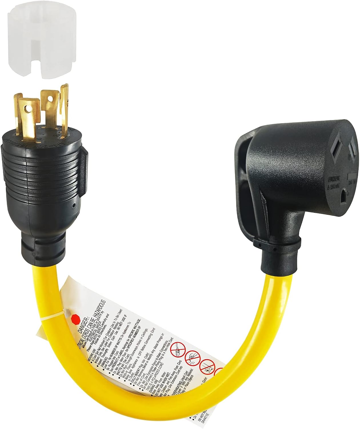 Lifesmells 4 Prong 30 Amp to 30 Amp RV Generator Adapter Cord-L14-30P Locking Male Plug to TT-30R Female with LED Power Indicator-for RV Travel