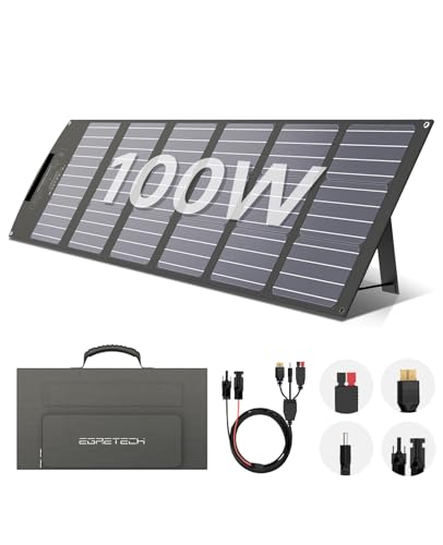 Portable Solar Panel 100W 17.5V with MC-4 to DC5521/XT60/Anderson Cable, 100W Foldable Solar Panels Kit with Adjustable Kickstands