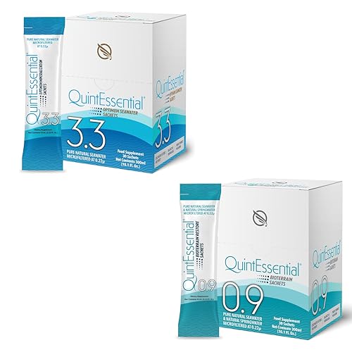 Quicksilver Scientific Quintessential 3.3 Sachets - Hypertonic Solution - Filtered Sea Water Hydration Packets and Quintessential 0.9 Sachets