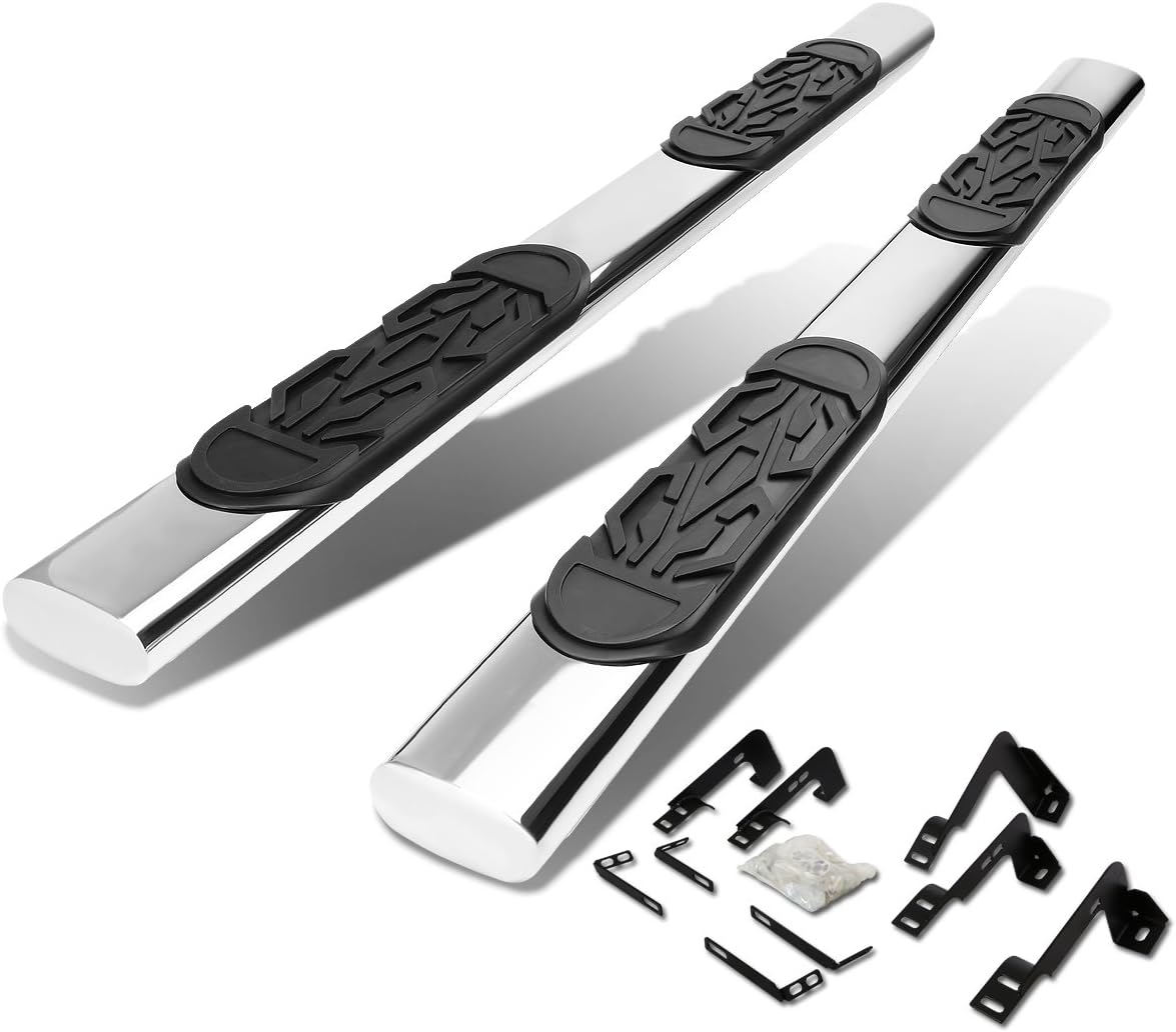 6 Inches Oval Tubing Side Step Nerf Bar Running Board Compatible with Silverado Sierra 1500 2500 3500 Extended Cab 99-14, Stainless Steel