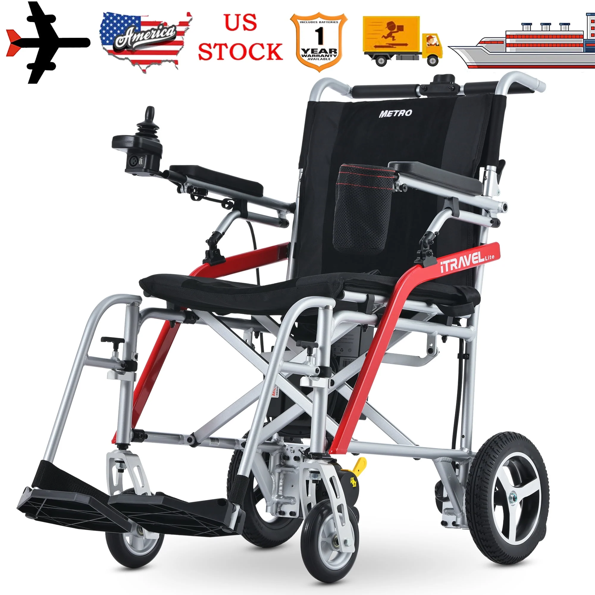 Segmart Lightweight Electric Wheelchair for Adults, 33lbs Travel Size Foldable Intelligent Motorized Wheelchair with Cup Holder & Anti-Tipper