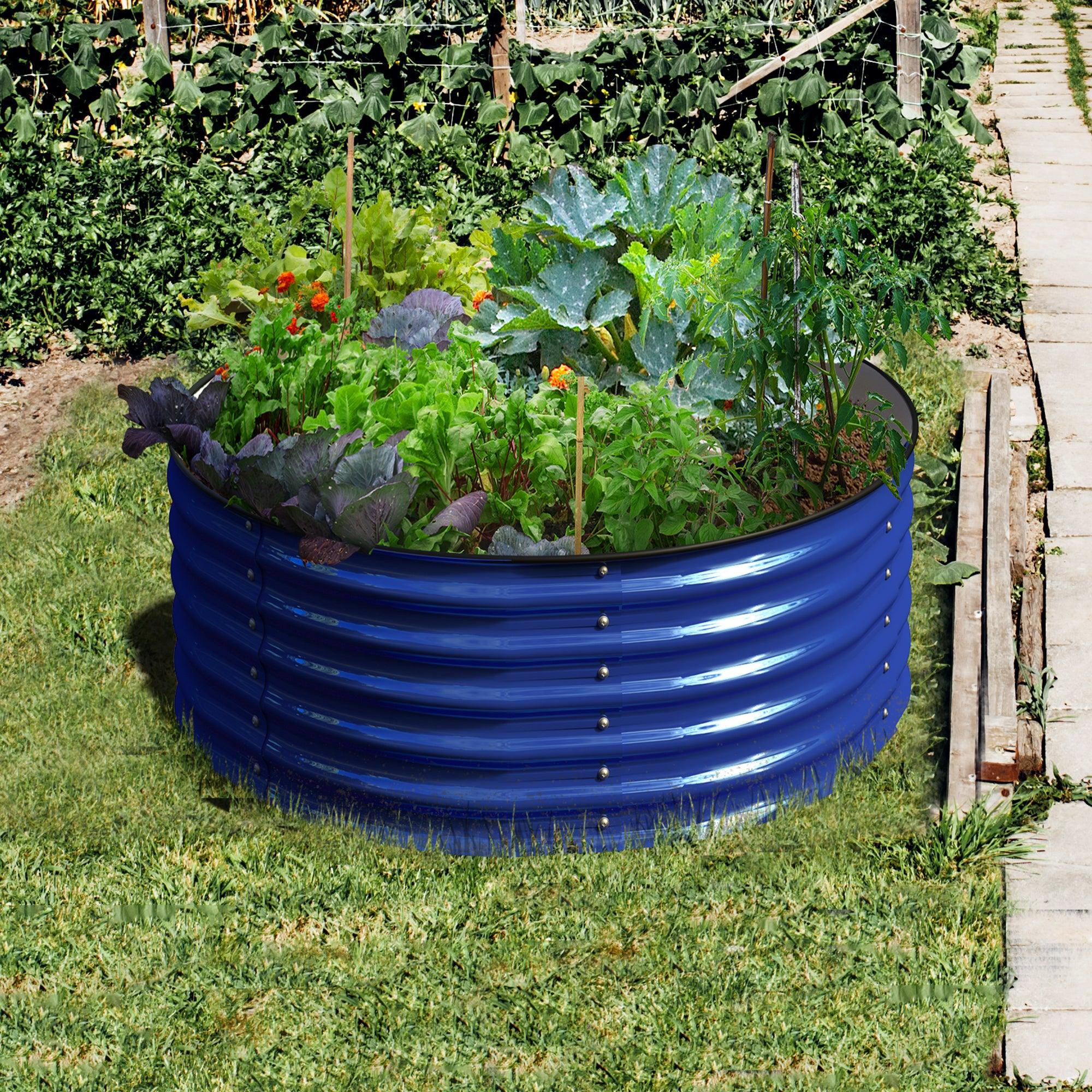 17 Tall x 42 Round Raised Garden Bed, in Cobalt Blue
