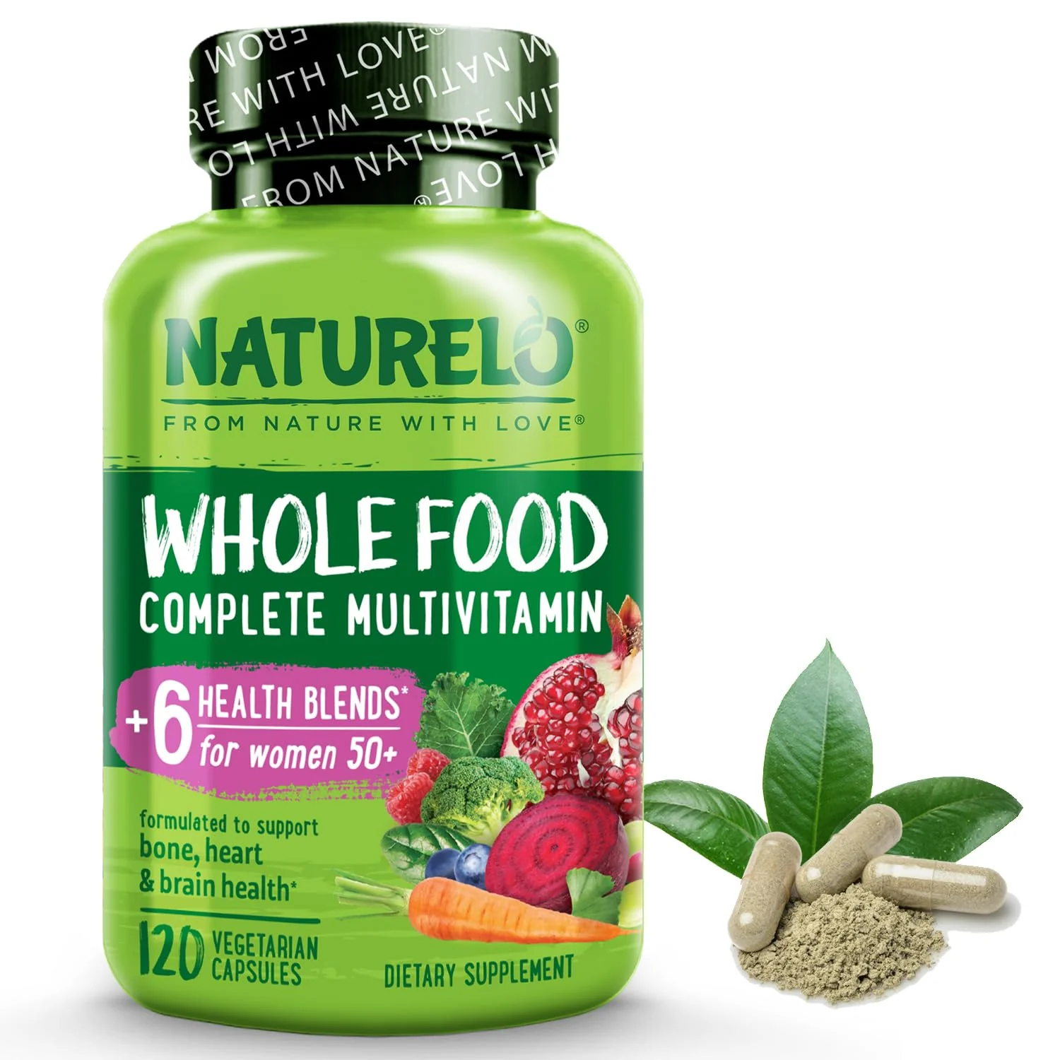 Naturelo Whole Food Multivitamin for Women 50+ C 120 Vegan Capsules - Kansas Nuitrition - HNZSDS