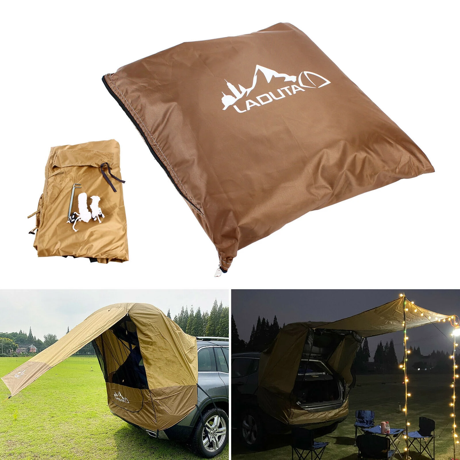 Car Tent Awning SUV Truck Tailgate Shelter Camping Travel Outdoor Sunshade Canopy
