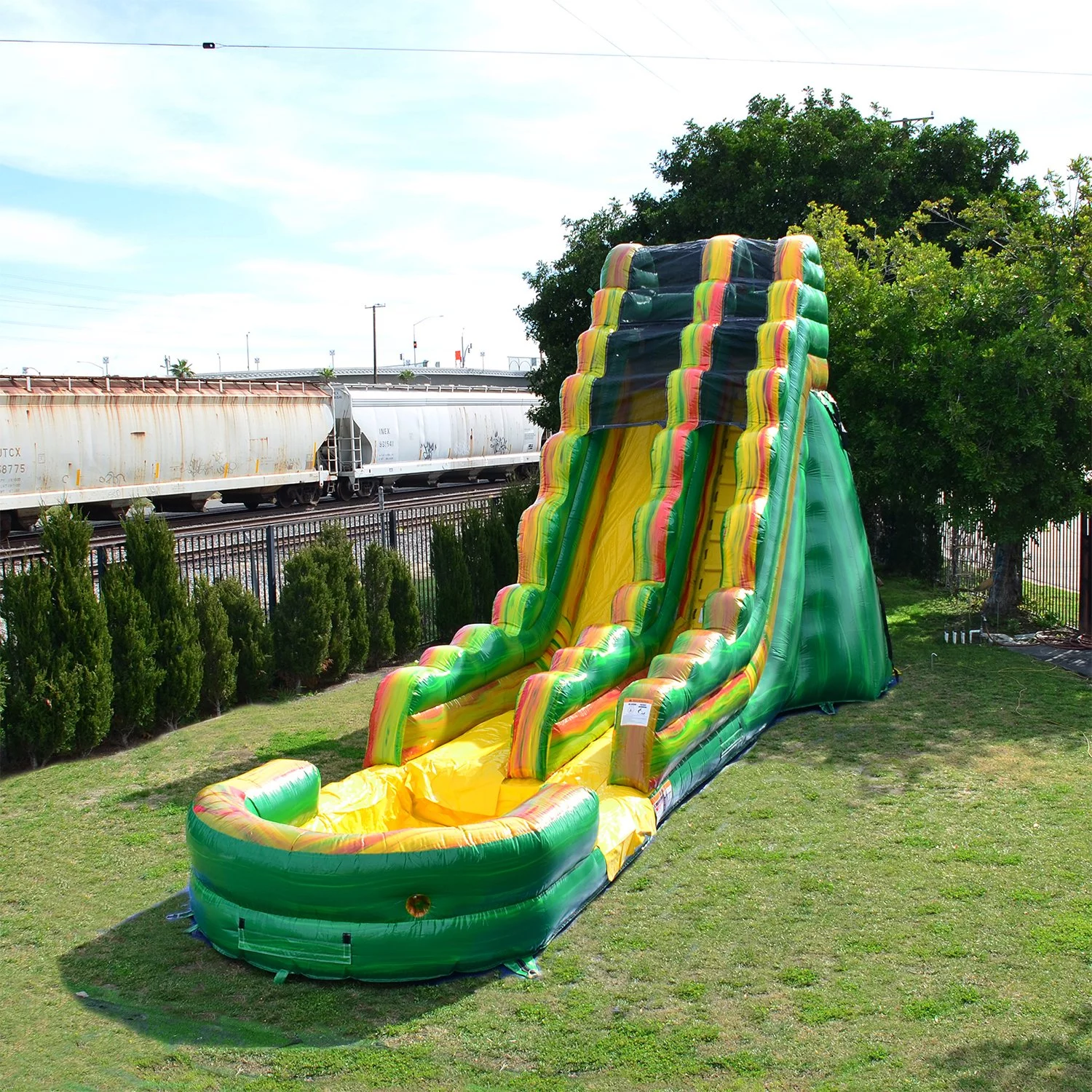 JumpOrange 19' Amazon River Commercial Grade Water Slide Inflatable with Splash Pool for Kids and Adults (with Blower), Summer Fun, Wet Dry Use