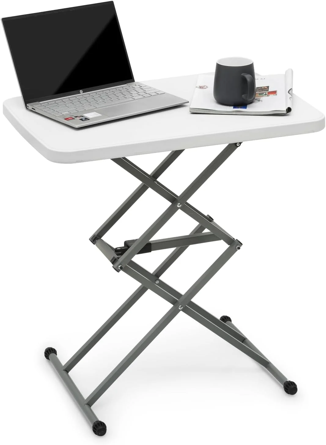 26" Adjustable TV Tray Table Double Cross Lightweight Personal Dinner White Table for Adults Indoor Outdoor Use - Curated Treasures Market