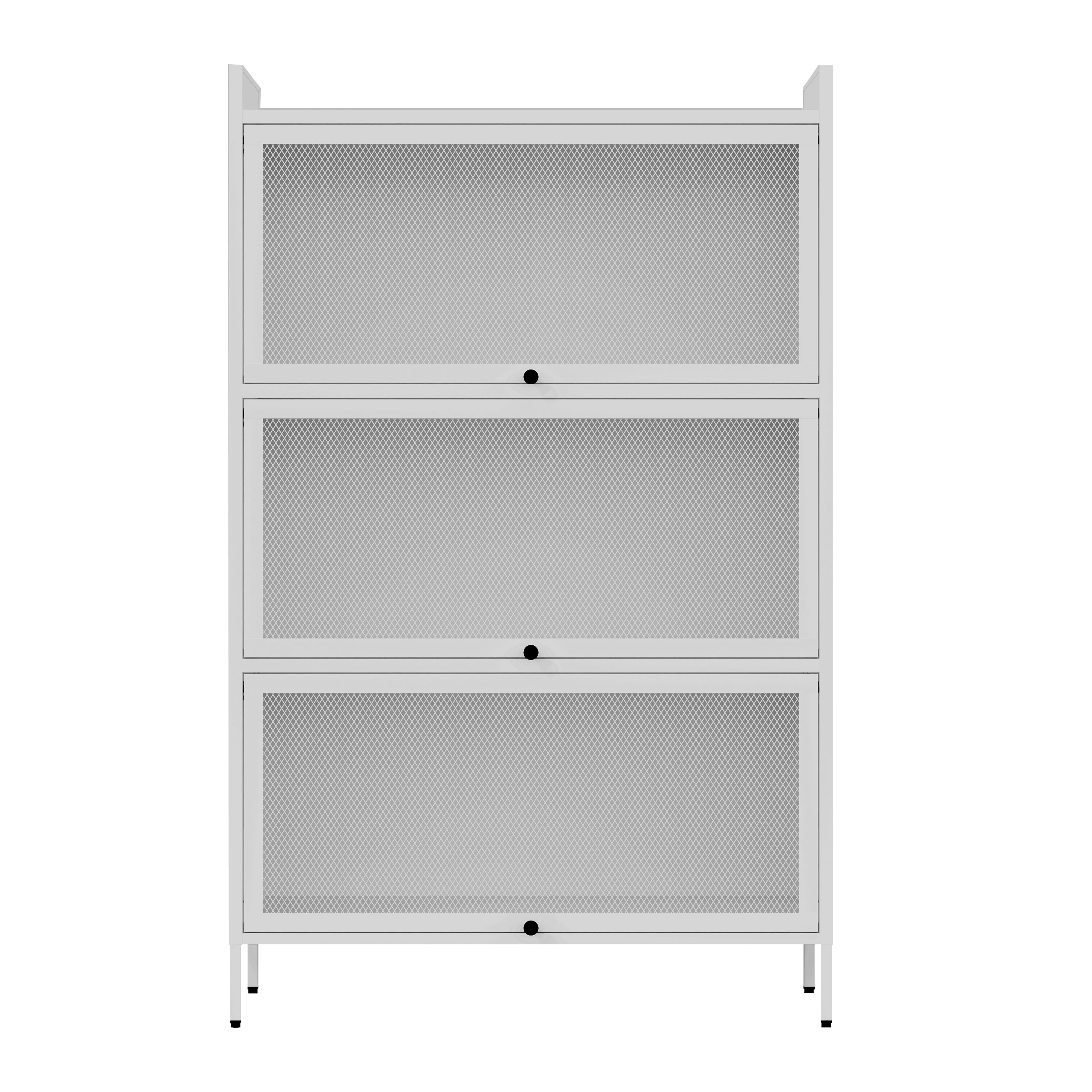 Lumary White 3-Tier Buffet Cabinet: Detachable, Folding Mesh Doors, Sturdy Steel Construction with Excellent Load-Bearing Capacity