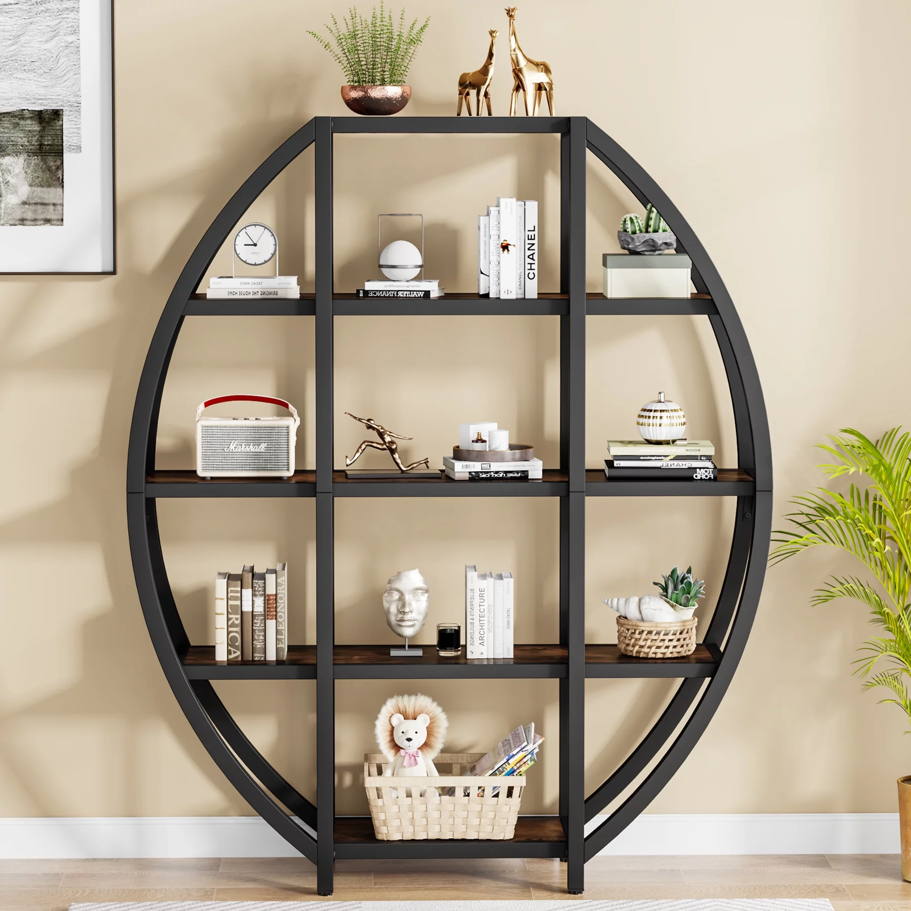 Tribesigns 69" Tall Bookshelf, 5 Tiers Large Etagere Bookcase Storage Shelves