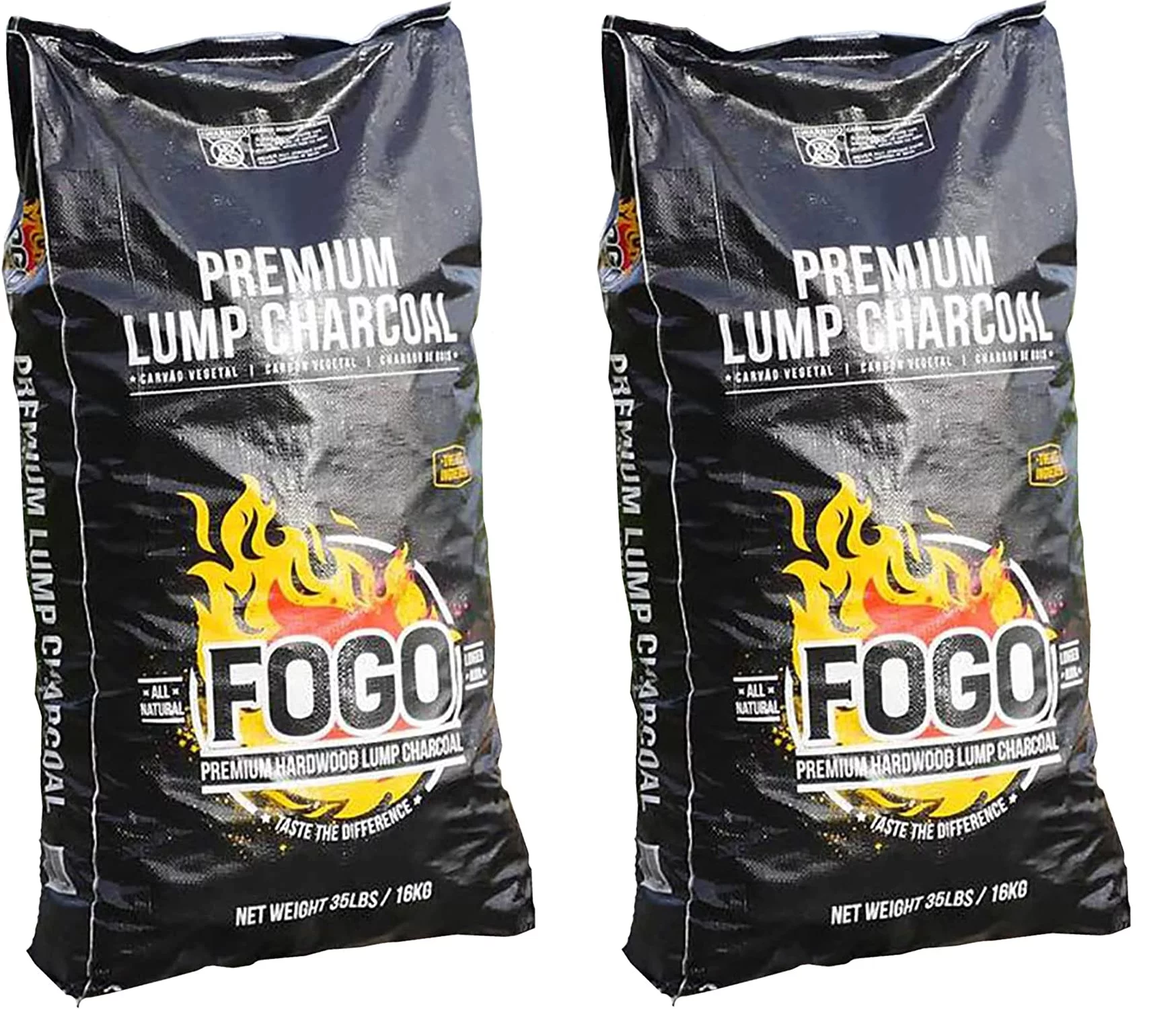 FOGO Premium Oak Restaurant Grade All-Natural Hardwood Flavor Lump Charcoal Fuel for Ideal Grilling and Smoking, 35 Pound Bag, 2-Pack