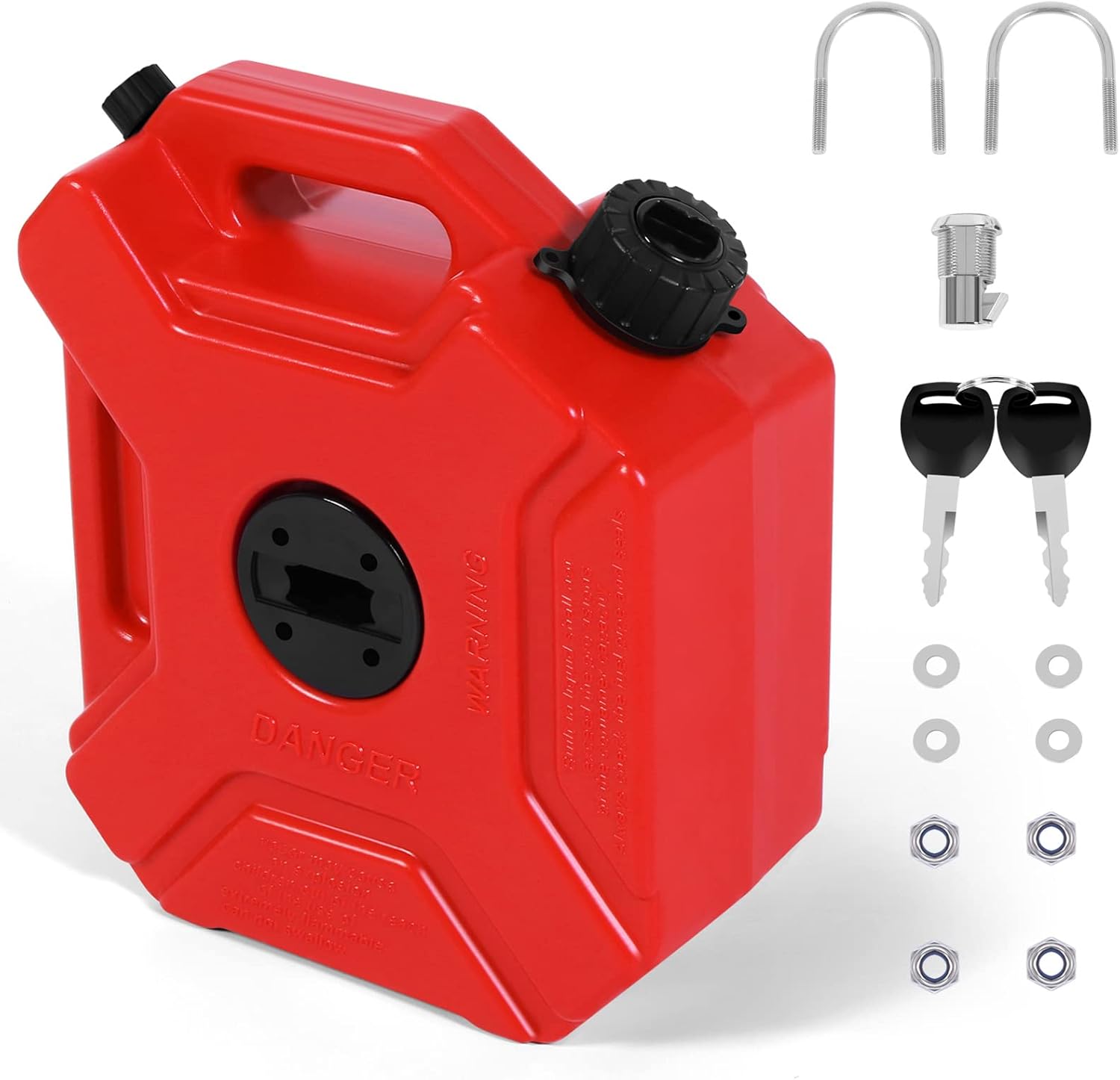 Rxicdeo Gas Can 5L/1.3 Gallon Poly Gas Can Gallon Container Red Pack of 2