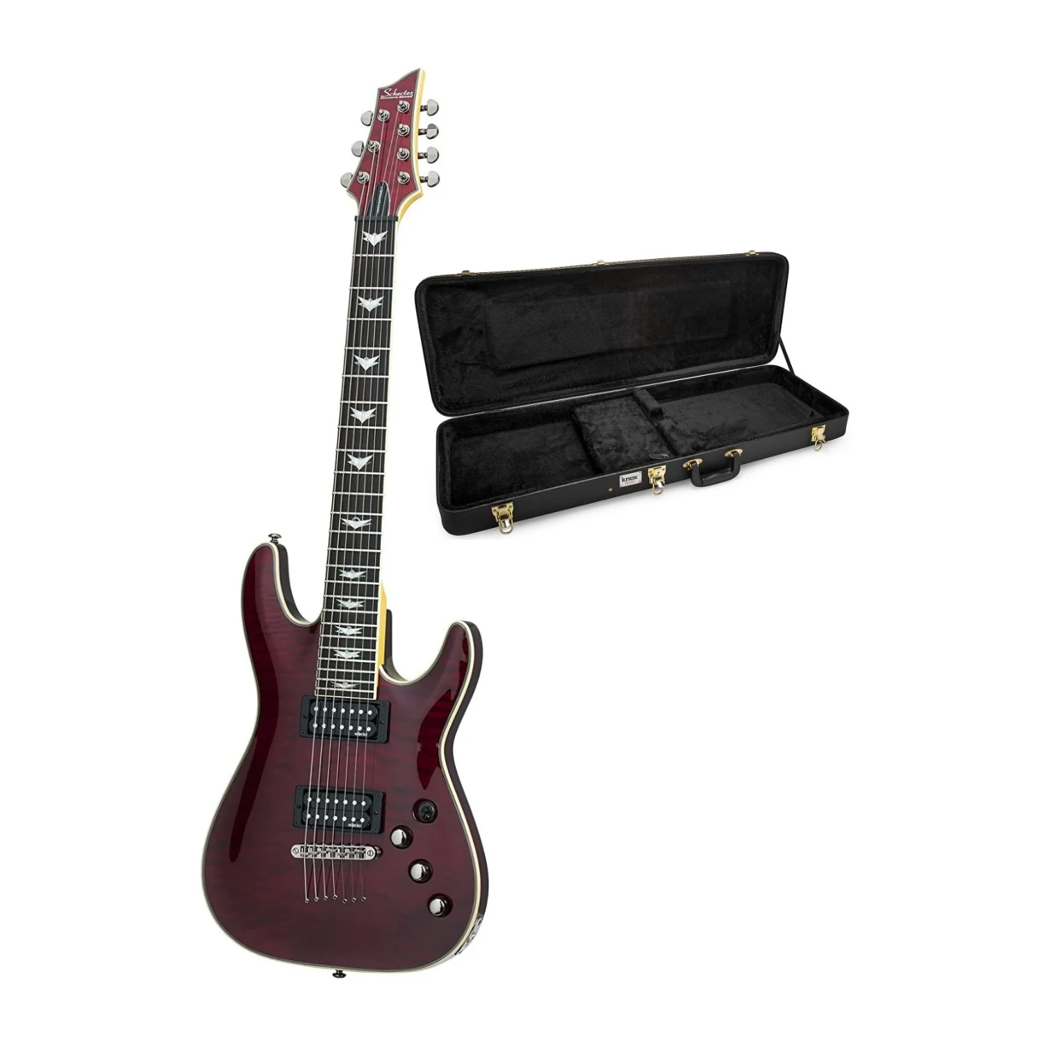 Schecter Omen Extreme 7-String Electric Guitar (Right-Hand, Black Cherry) Bundle - Curated Treasures Market