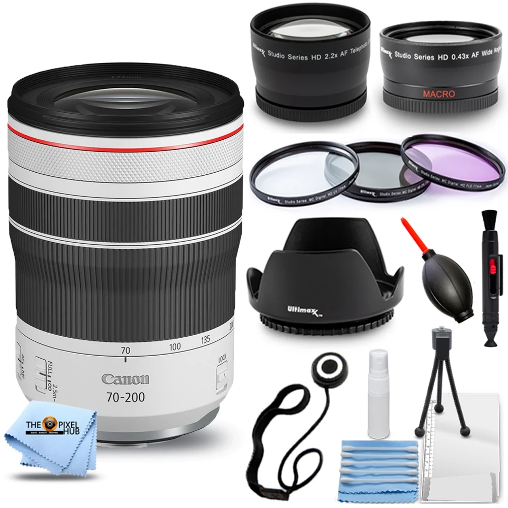 Canon RF 70-200mm f/4L IS USM Lens 4318C002 + Telephoto and Wide Angle Lenses