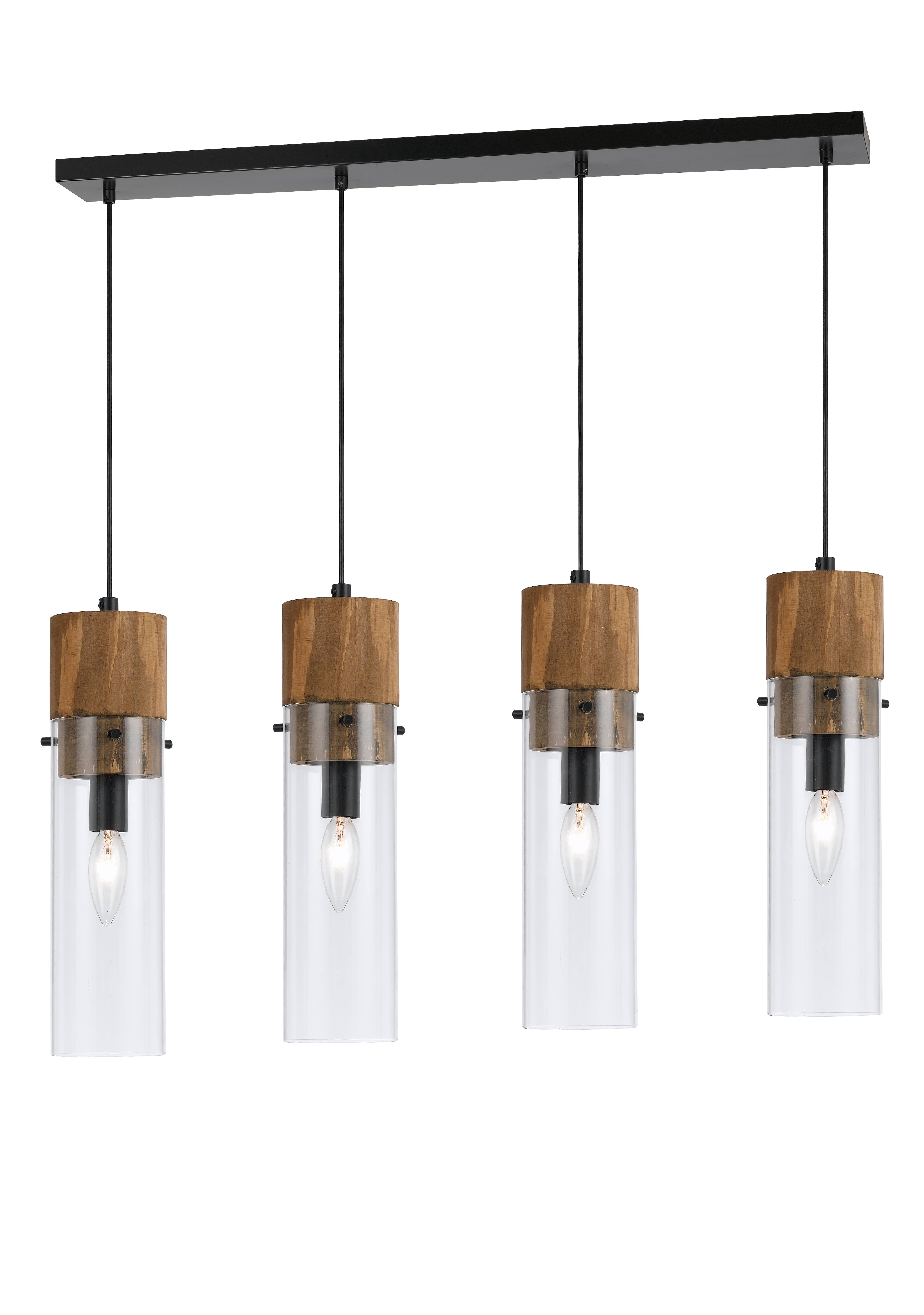 Cal Lighting FX-3583-4 Spheroid 4 Light Pendant Wood / Dark Bronze
