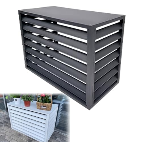 Outdoor Air Conditioner Fence, Aluminum Air Conditioner and Heat Pump Cover, Louvered Air Conditioner Top Cover Space Divider, for Outdoor Privacy