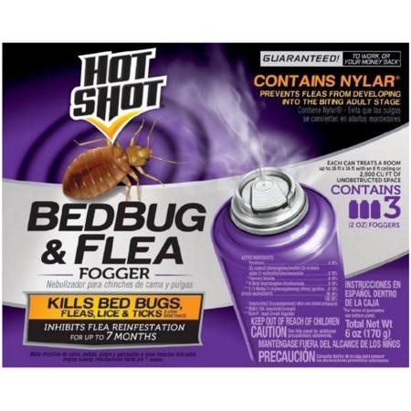 Hot Shot Bedbug u0026 Flea Fogger 3 ea (Pack of 6) - Megean