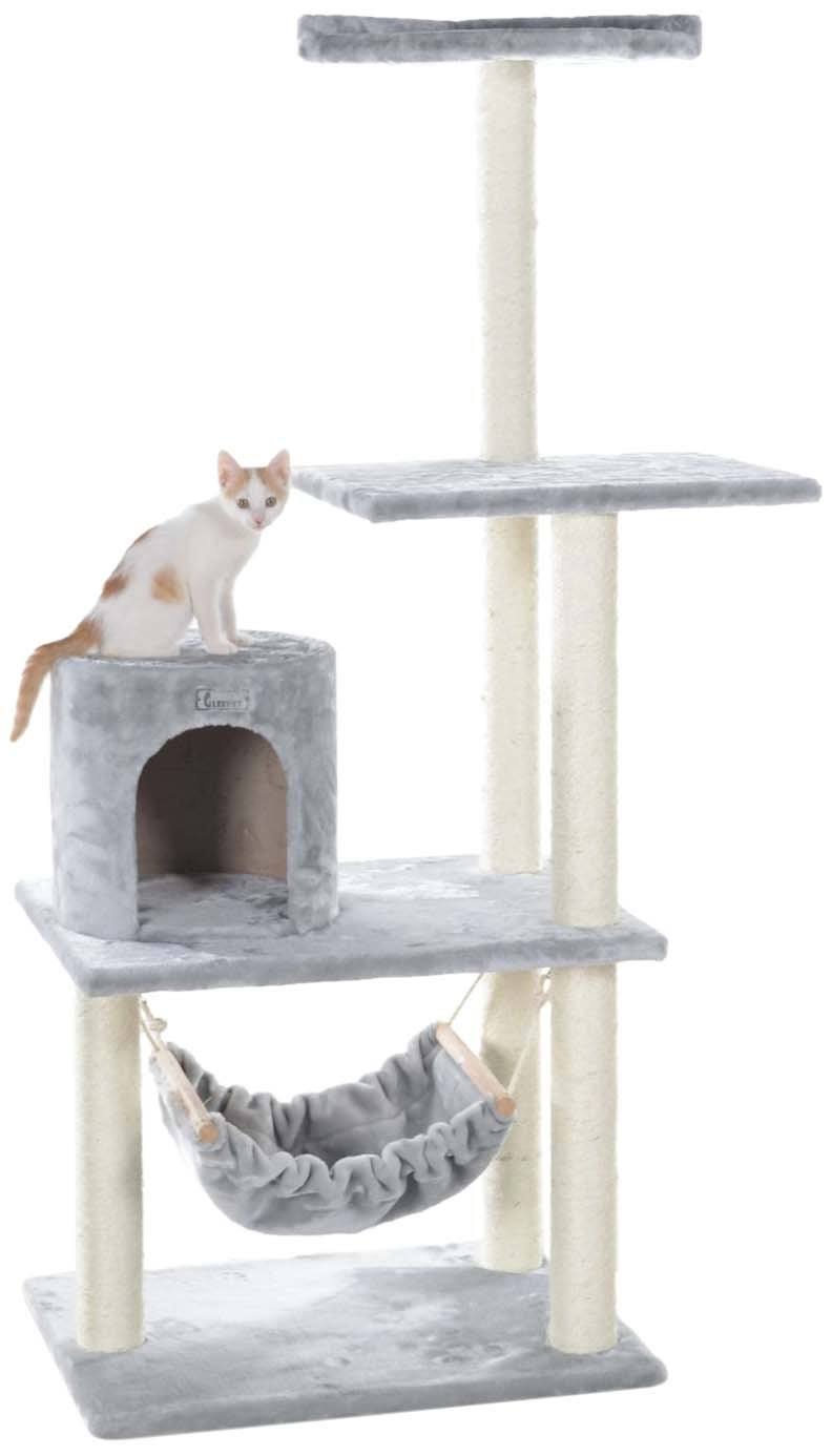 GleePet GP78590222 Cat Tree with Hammock 59-Inch Silver Gray