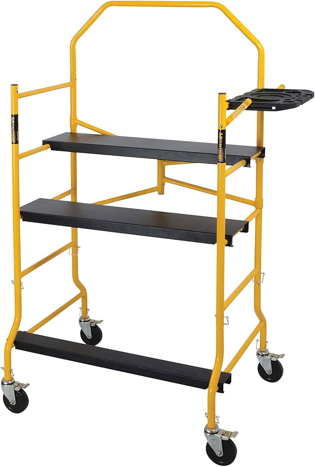 MetalTech 5 Foot High Portable Adjustable Platform Jobsite Series Mobile Scaffolding Ladder with Locking Wheels