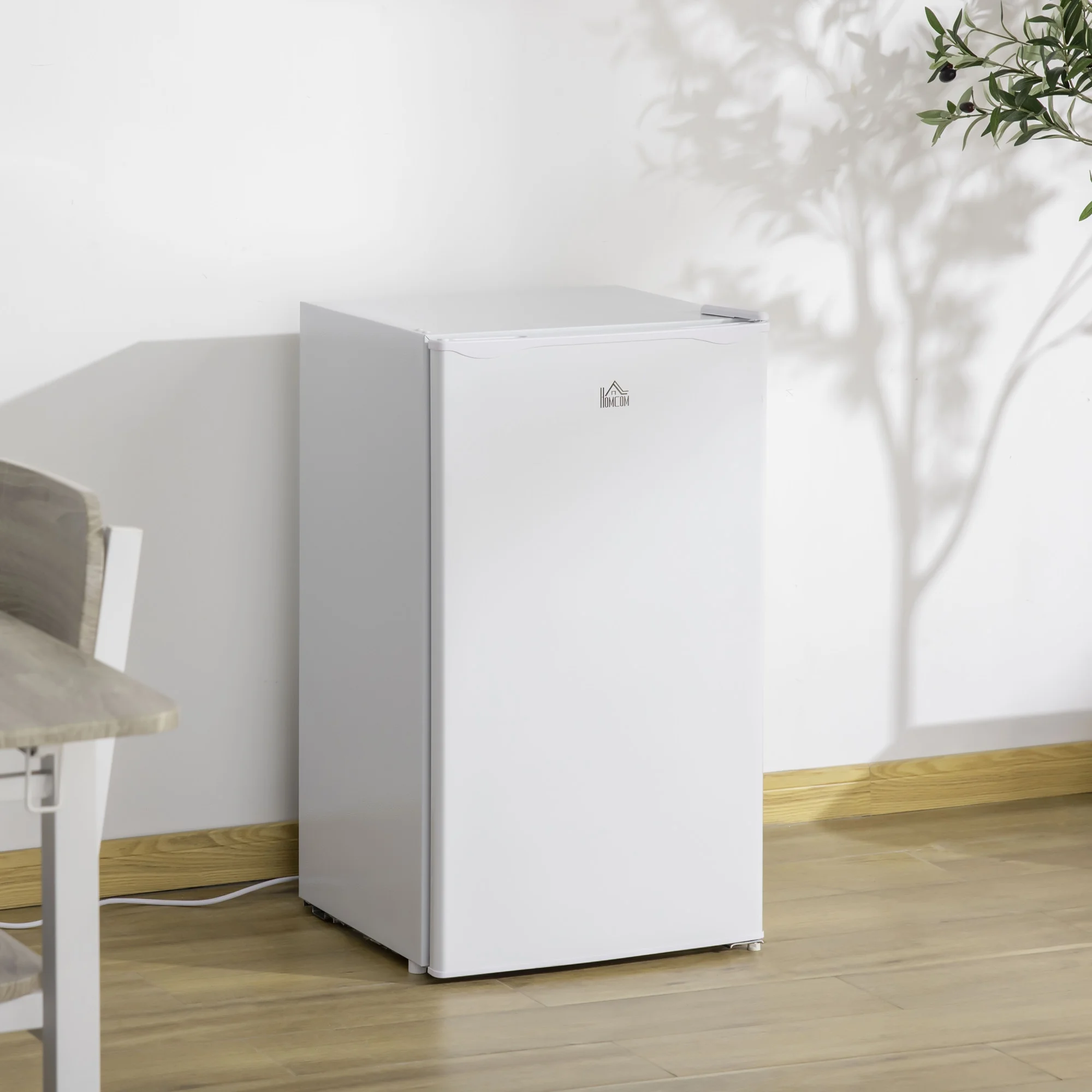 THINK 30,3.2 Cu.Ft Mini Fridge with Freezer, Single Door Compact Refrigerator with Adjustable Thermostat, Shelf and Reversible Door for Bedroom, Dorm