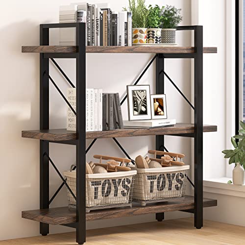 5-Tier Bookshelf Large Etagere Book Shelves,Industrial Style Bookcase and Book Shelves,Open Large Real Wood Bookshelfs
