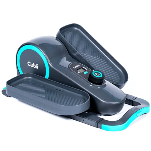 Cubii GO Aqua - Compact Whisper Quiet Under Desk Elliptical with LCD Monitor, Adjustable Resistance, Portable Design with Telescopic Handle & Wheels