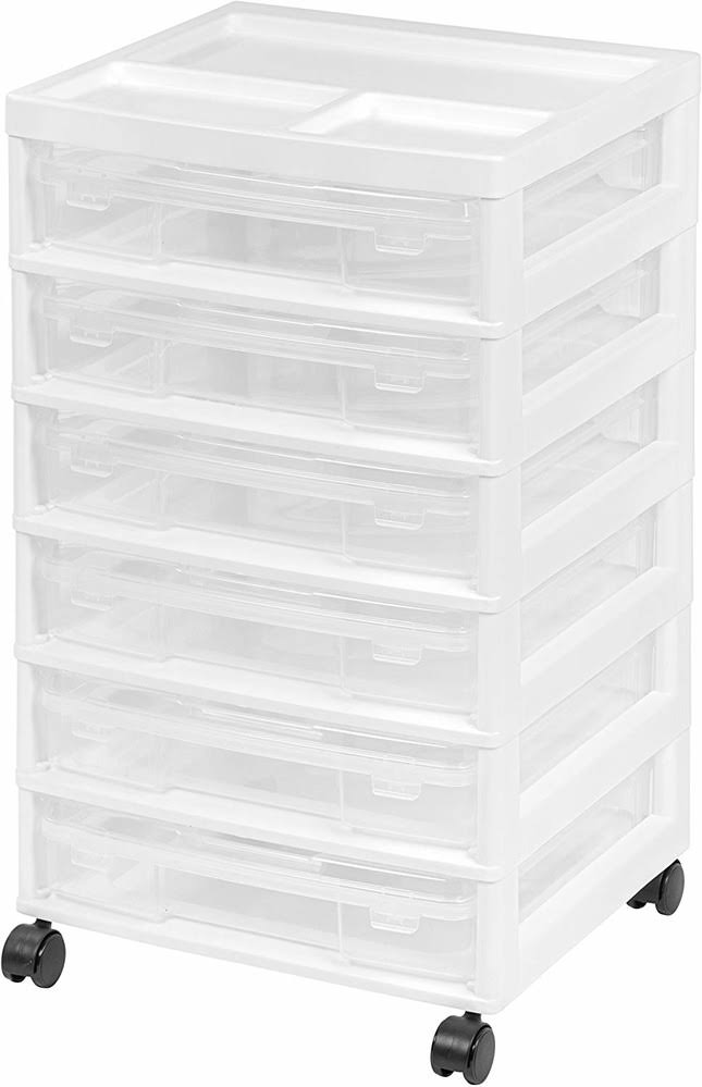 Iris USA, Inc. 150815 6-Case Scrapbook Cart, Black, White - Megean