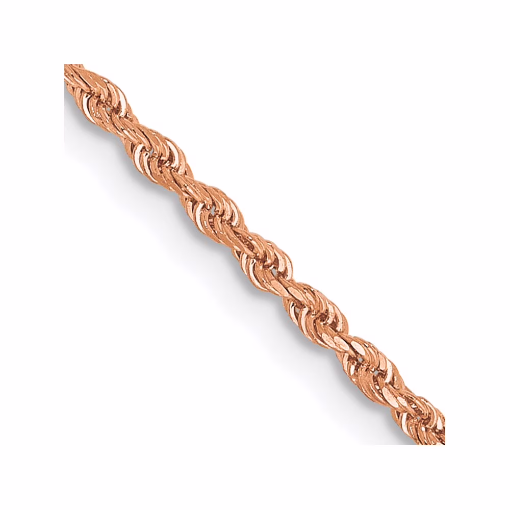 14K Rose Gold 16 inch 1.5mm Diamond-cut Rope with Lobster Clasp Chain Q012R-16