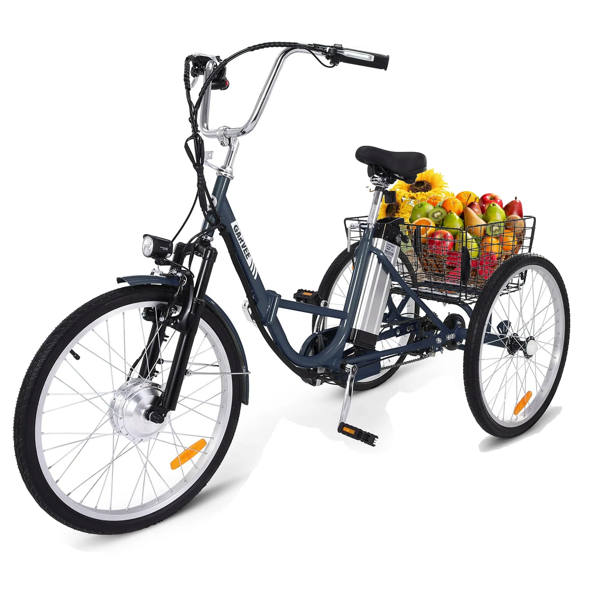 WhizMax 24 Electric Trike for Adult, 250W 36V 7 Speeds Folding Electric Tricycle 3-Wheel E-Bike with Large Basket, up to 15.5 MPH