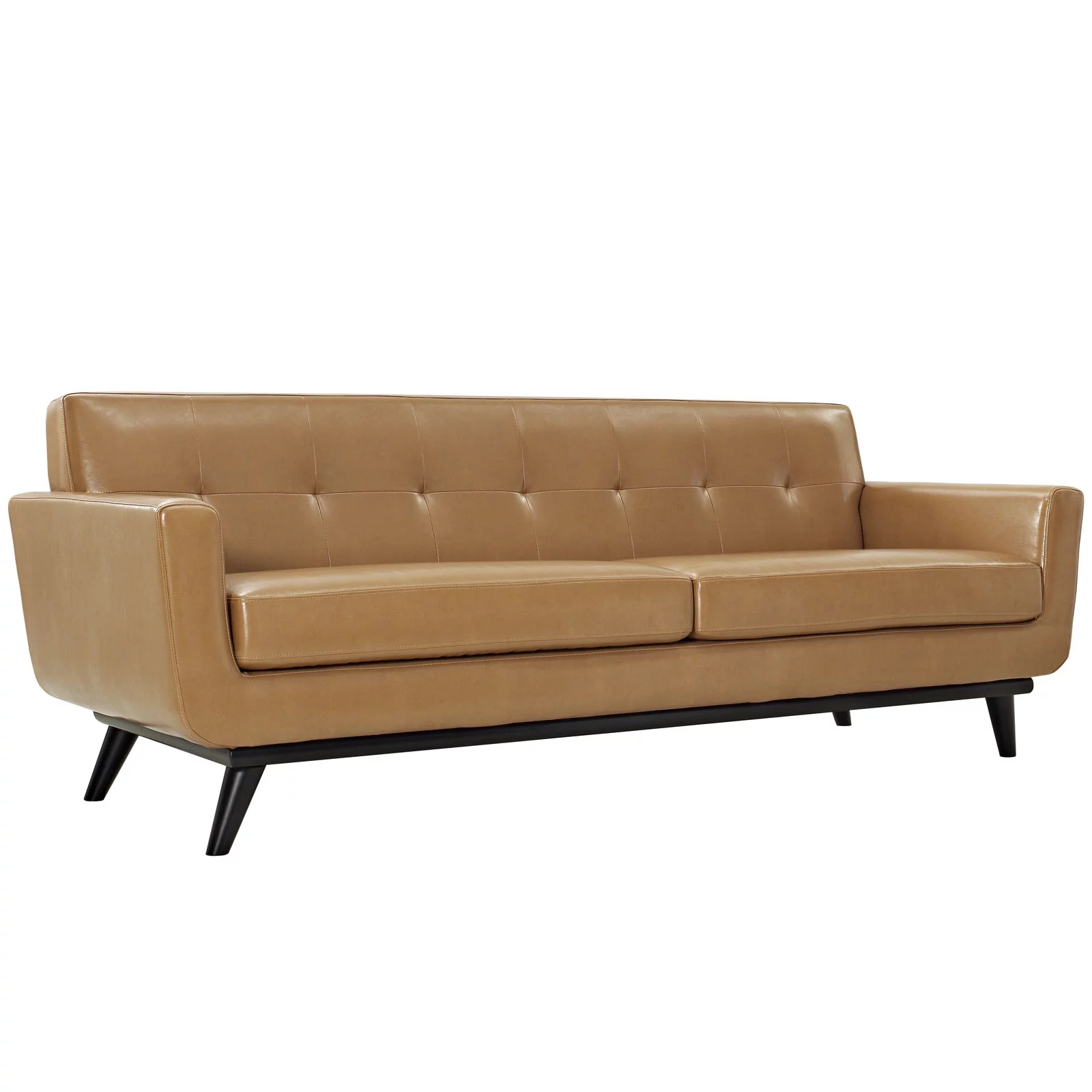 Modern Contemporary Leather Sofa, Brown Leather