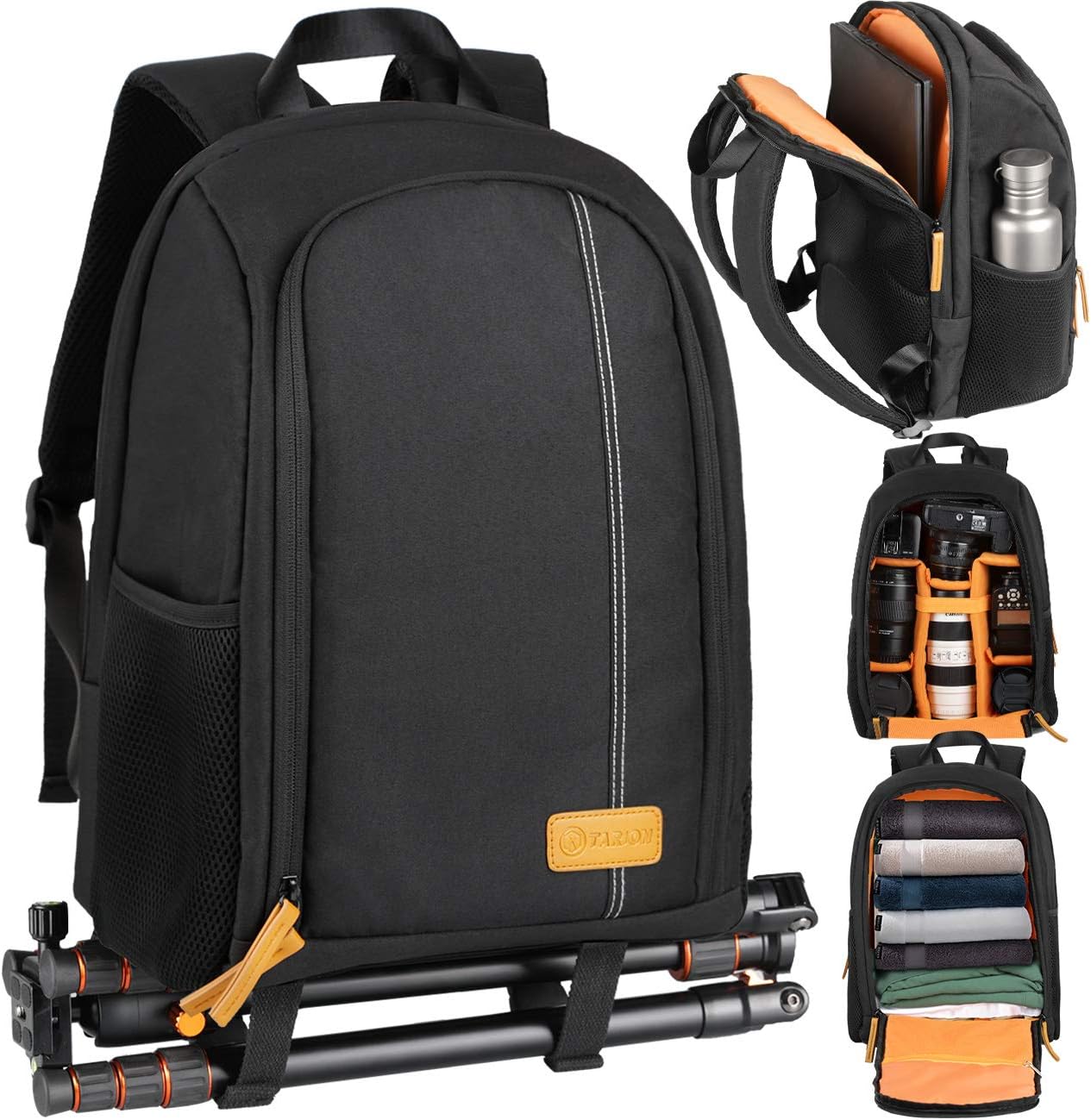 TARION Camera Backpack Waterproof Camera Bag Large Capacity Camera Case Photography Backpack with 15 Inch Laptop Compartment Rain Cover for Men Women