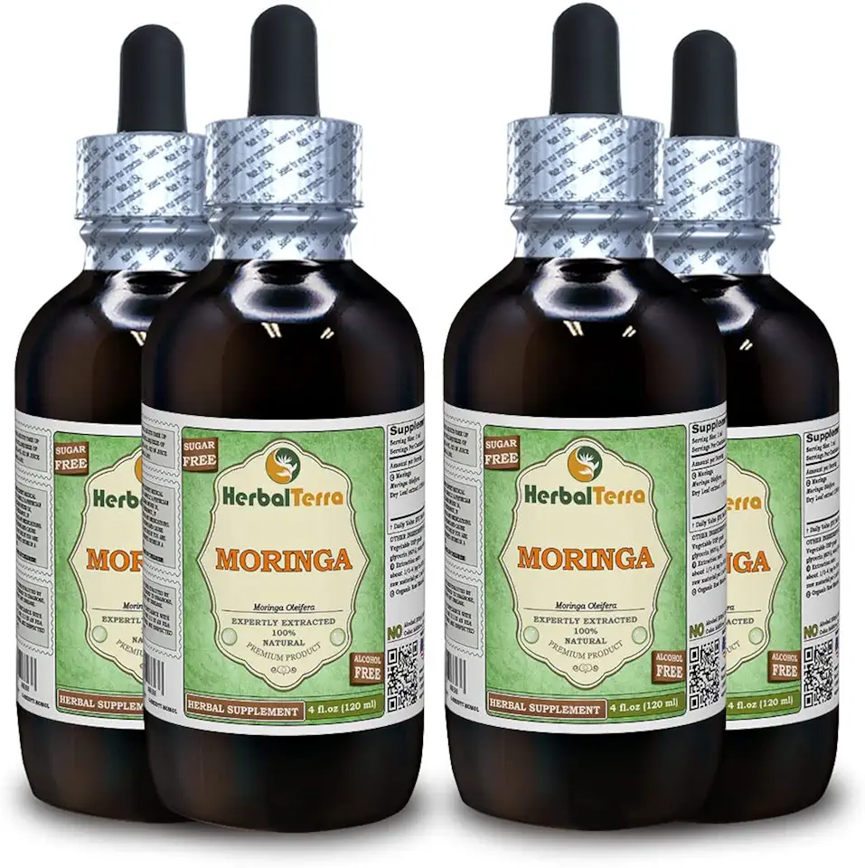 Moringa (Moringa Oleifera) Glycerite, Organic Dried Leaf Powder Alcohol-Free Liquid Extract (Brand Name: HerbalTerra