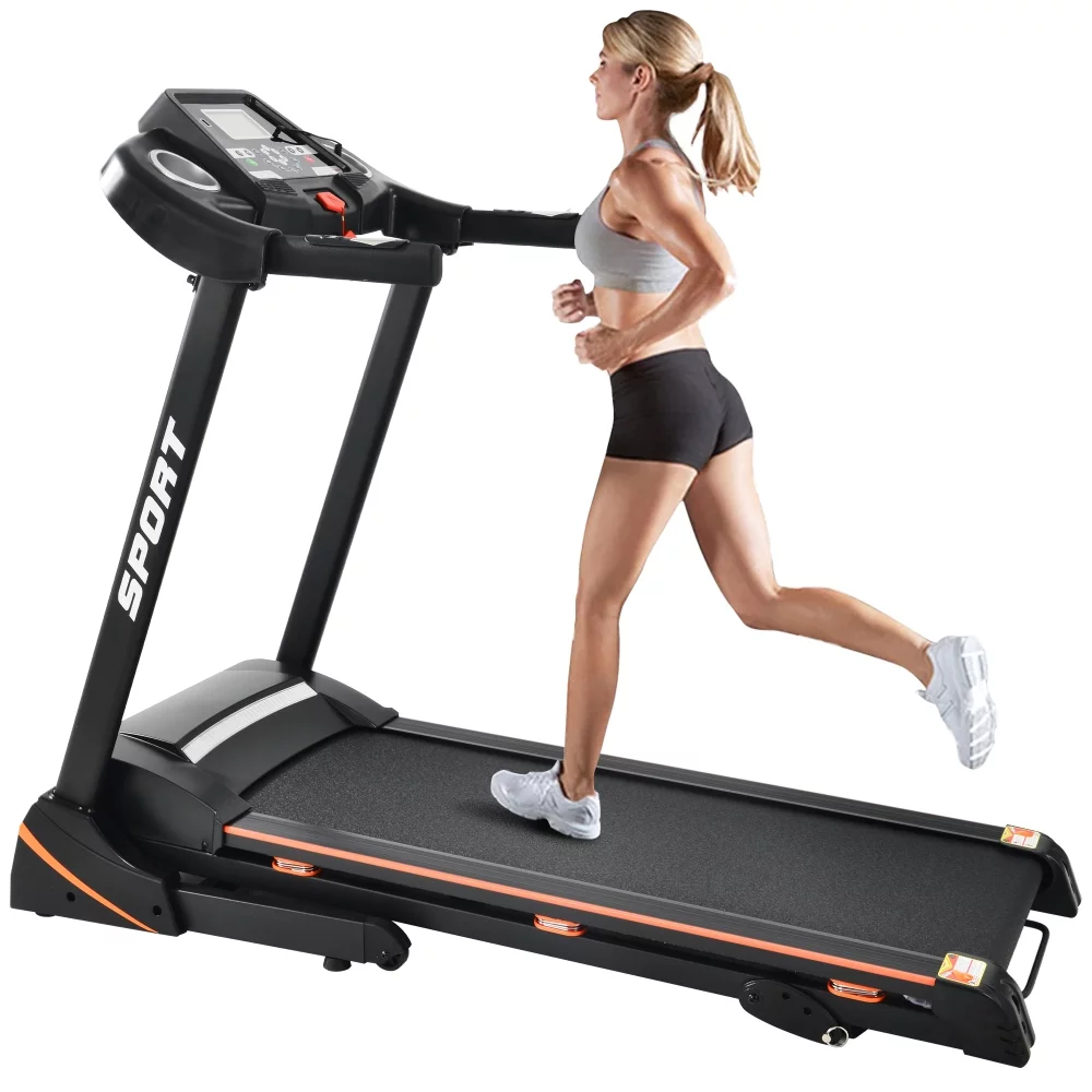Folding 3.5 HP Treadmill 330 LB Capacity for Home, 15% Manual Incline Running Machine with & Strong Shock Absorption