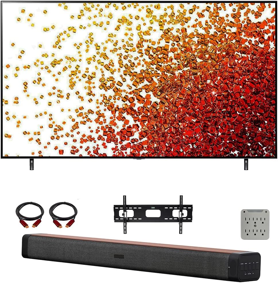 LG 55NANO75UPA 55 Inch HDR 4K UHD Smart NanoCell LED TV (2021) Bundle with Deco Home 60W 2.0 Channel Soundbar