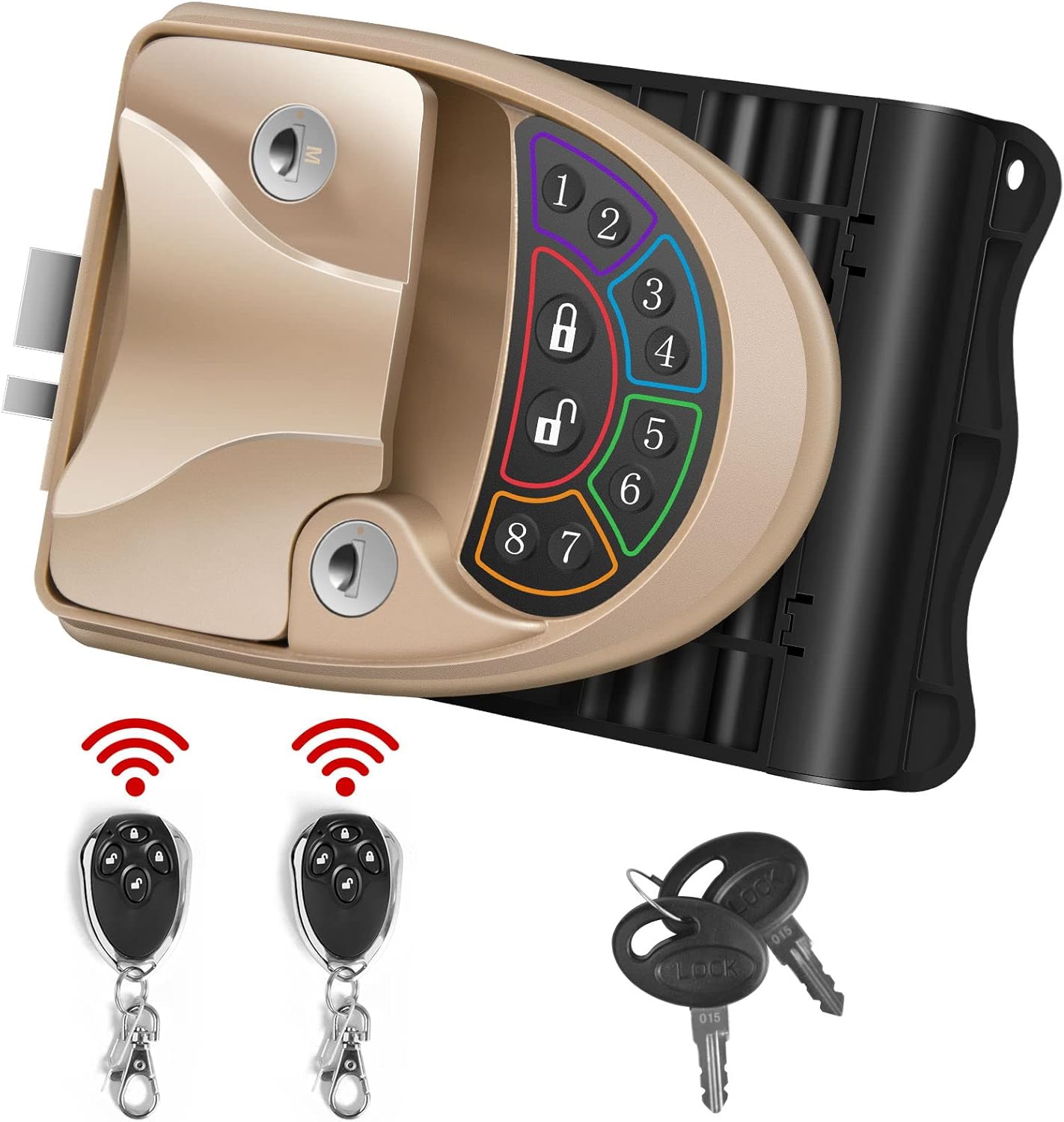 Rv Keyless Entry Door Lock, Waterproof RV Door Lock with Backlit Keypad & 2 Fobs & Key, Keyless Rv Entry Door Lock for RV Caravan Trailer Camper