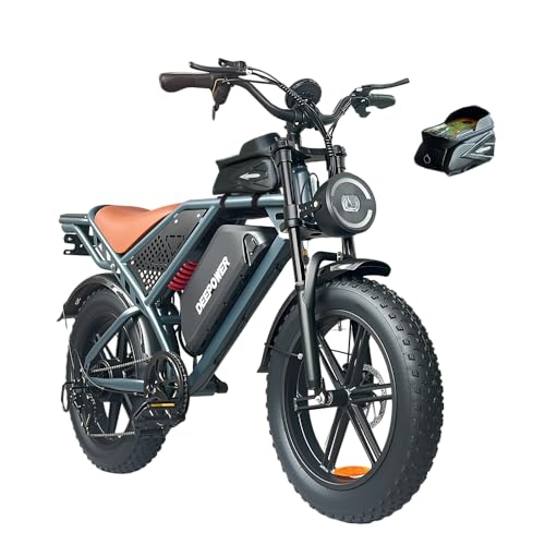 Electric Bike for Adults 1500W Peak 20" Fat Tire EBike,30-160 Miles 30MPH Dual Suspension Electric Motorcycle,48V 13/35/60AH Battery Powered Dirt Bike